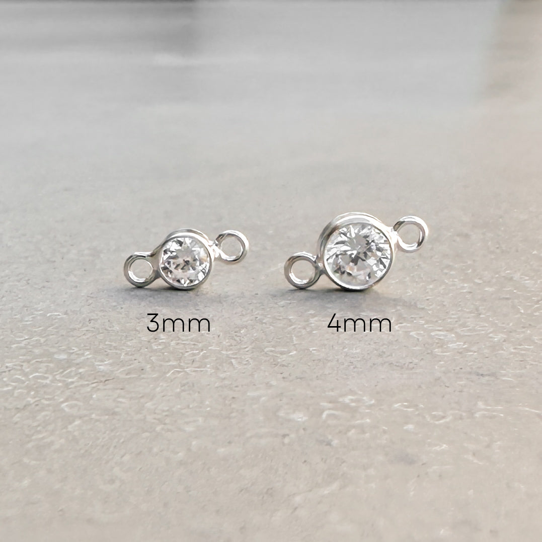 Round Birthstone Connectors - 3mm