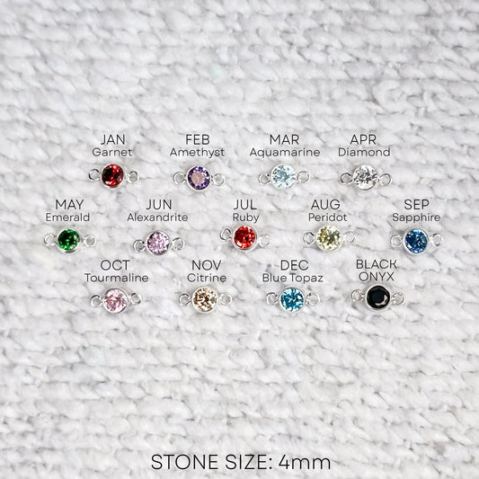 Round Birthstone Connectors - 4mm