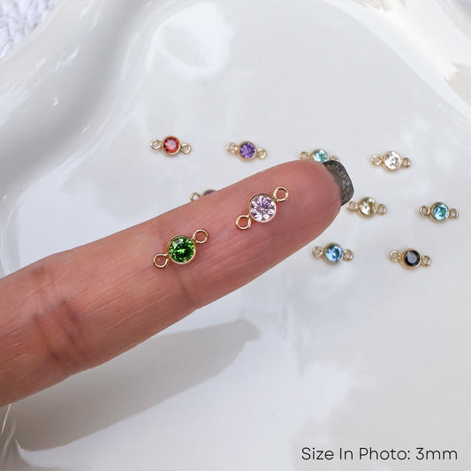 Round Birthstone Connectors - 3mm