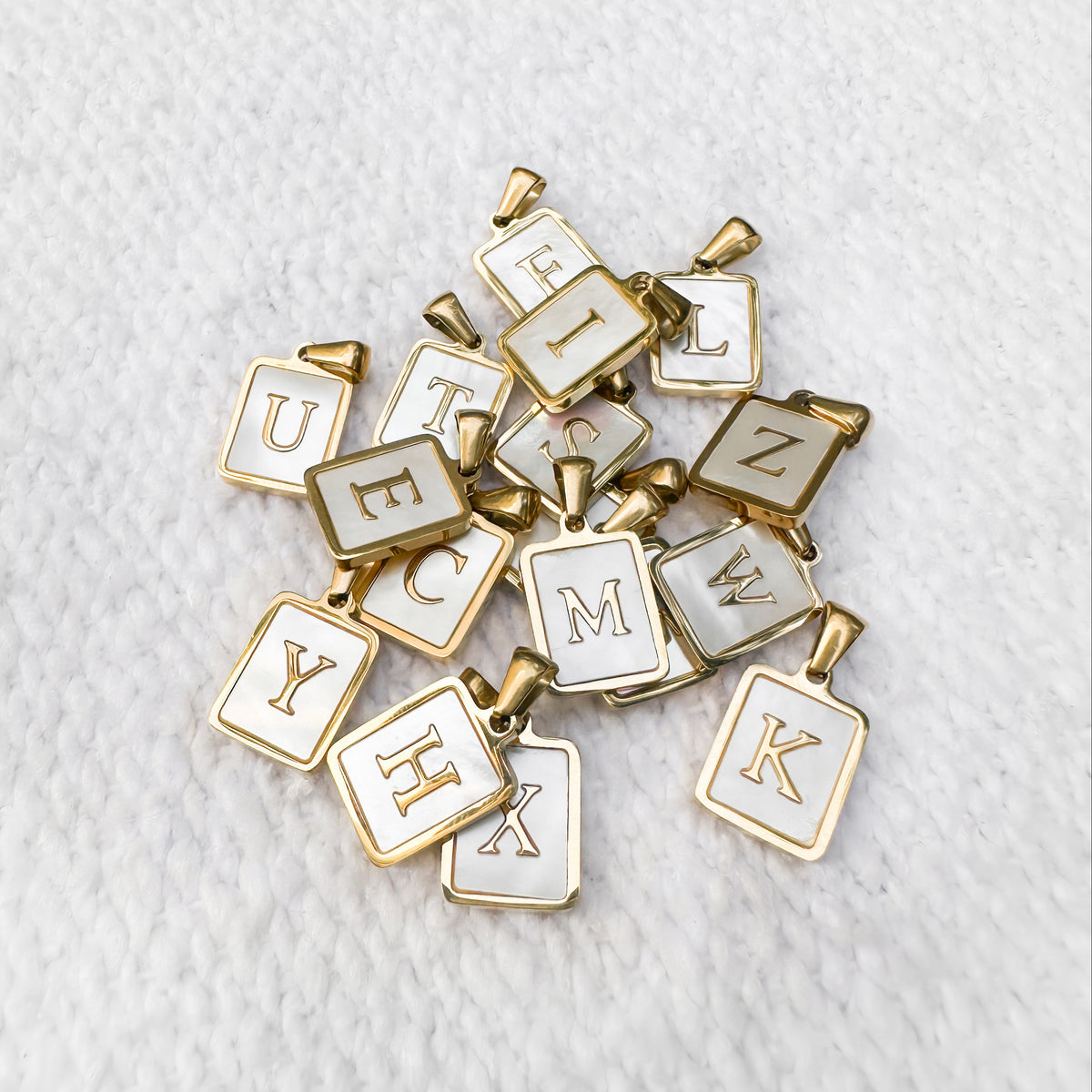 Mother Of Pearl Initial Pendant Necklace