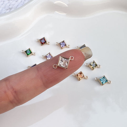 Diamond Birthstone Connectors - 4mm