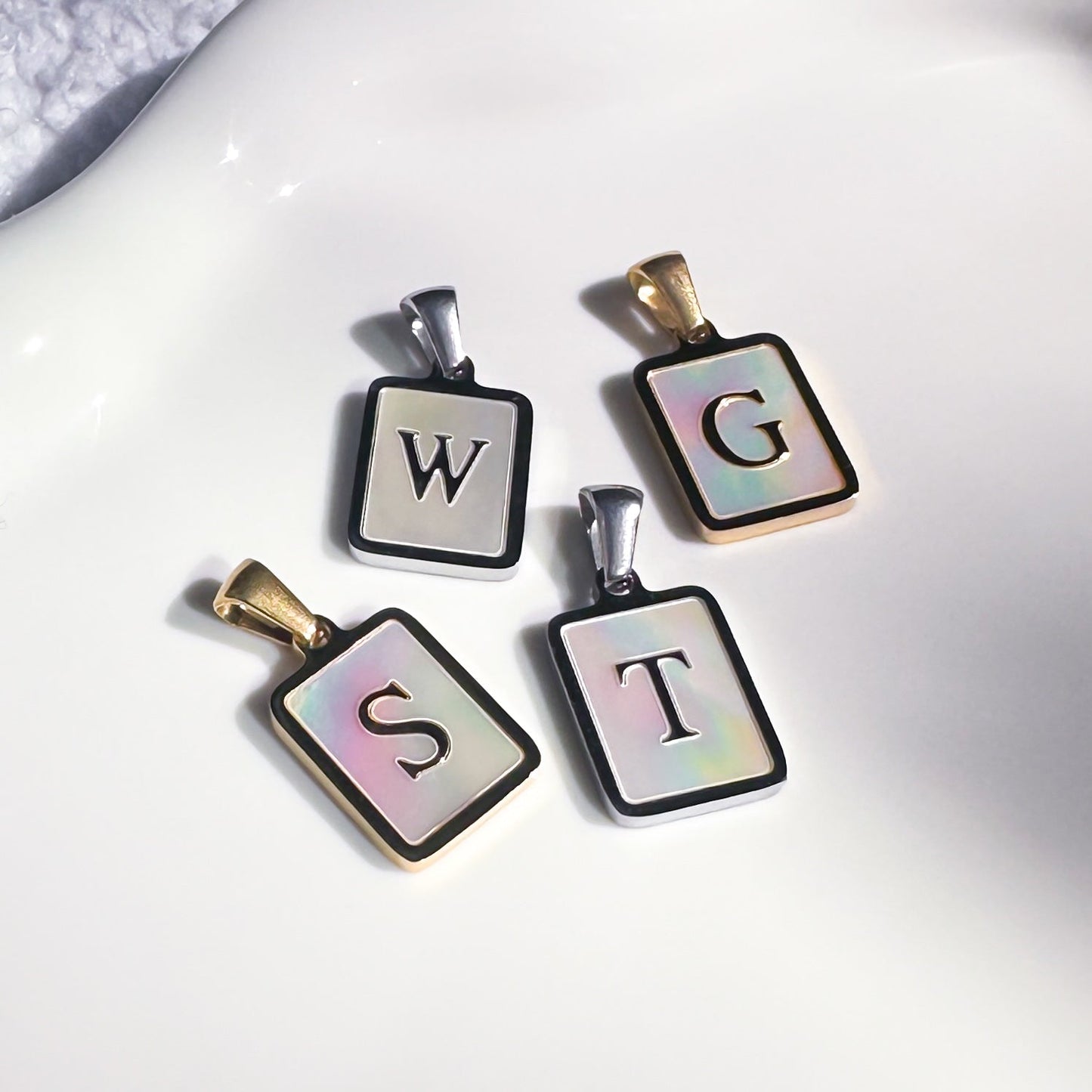 Mother Of Pearl Initial Pendants