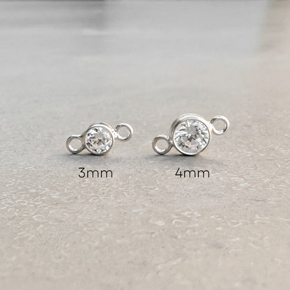 Round Birthstone Connectors - 3mm