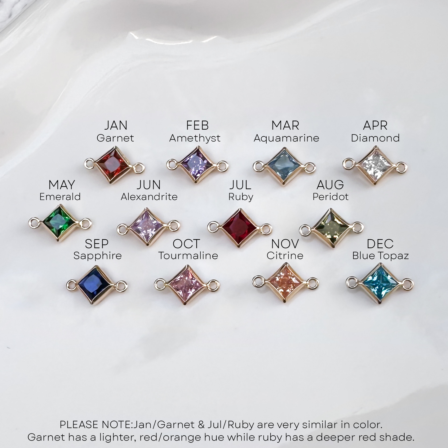 Diamond Birthstone Connectors - 4mm