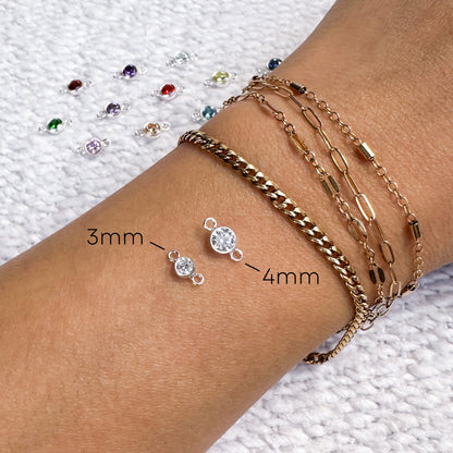 Round Birthstone Connectors - 3mm