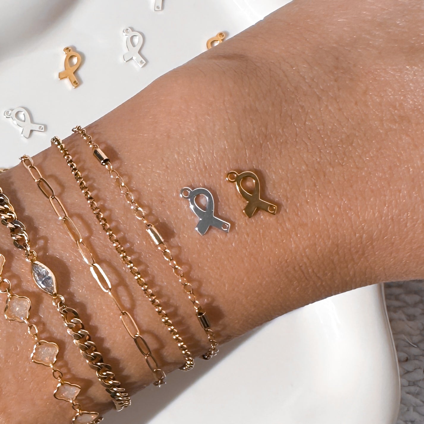 Breast Cancer Ribbon Connectors