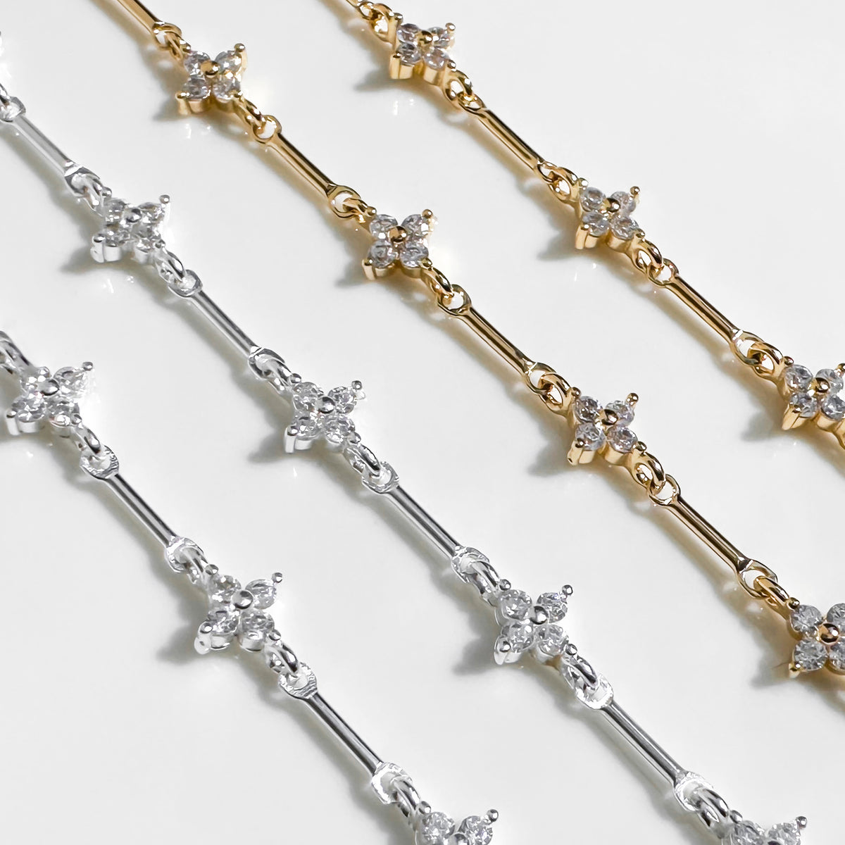 CZ Clover Bar Chain
