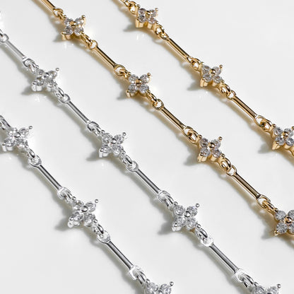 CZ Clover Bar Chain