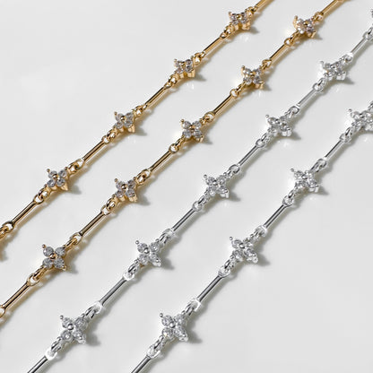 CZ Clover Bar Chain