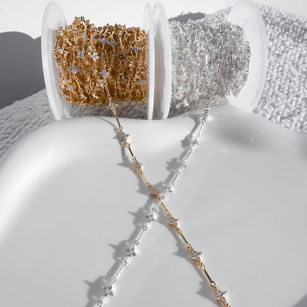 CZ Clover Bar Chain