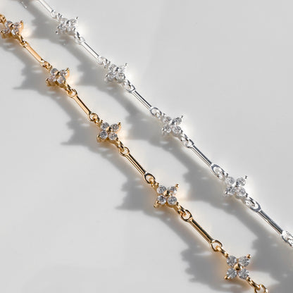 CZ Clover Bar Chain