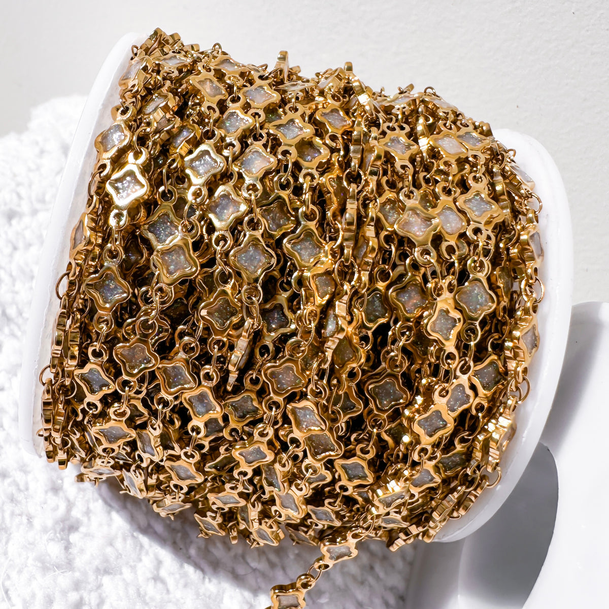 Glitter Clover Enamel Chain
