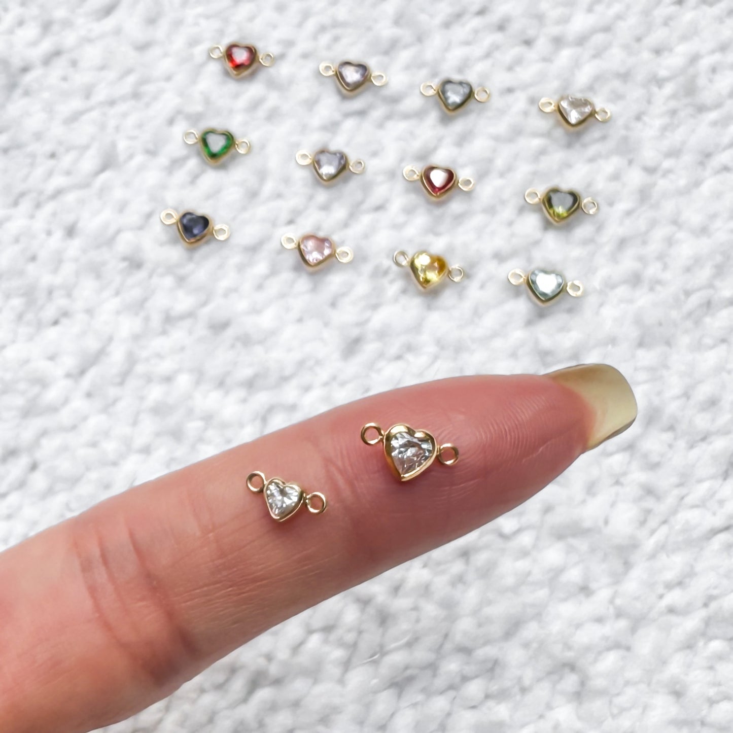 Heart Birthstone Connectors - 3mm/4mm