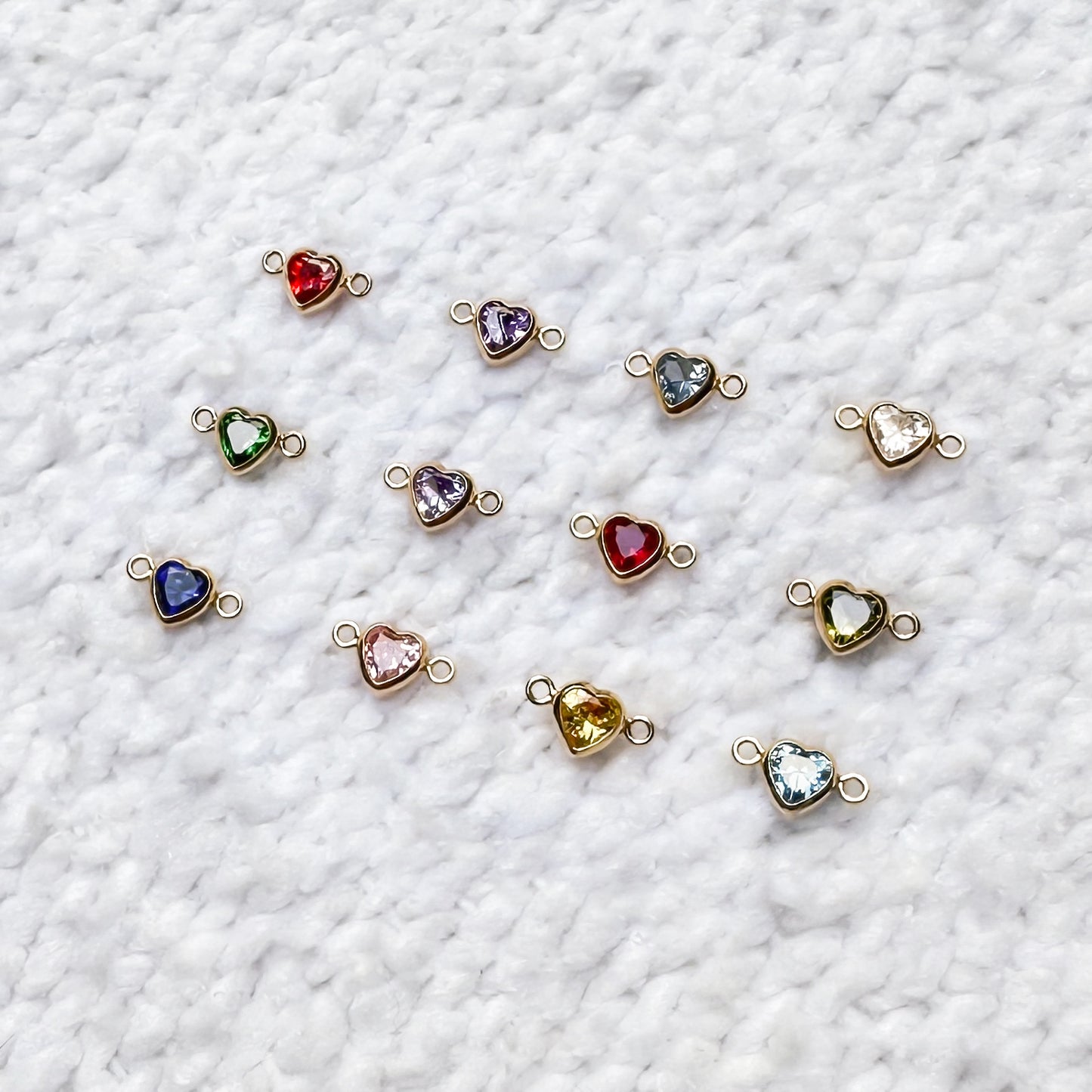 Heart Birthstone Connectors - 3mm/4mm