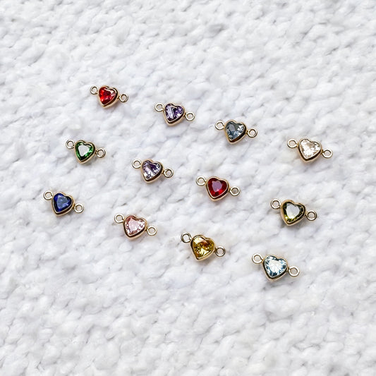 Heart Birthstone Connectors - 3mm/4mm