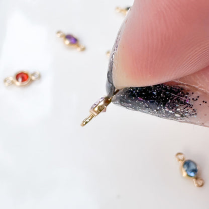 Round Birthstone Connectors - 4mm