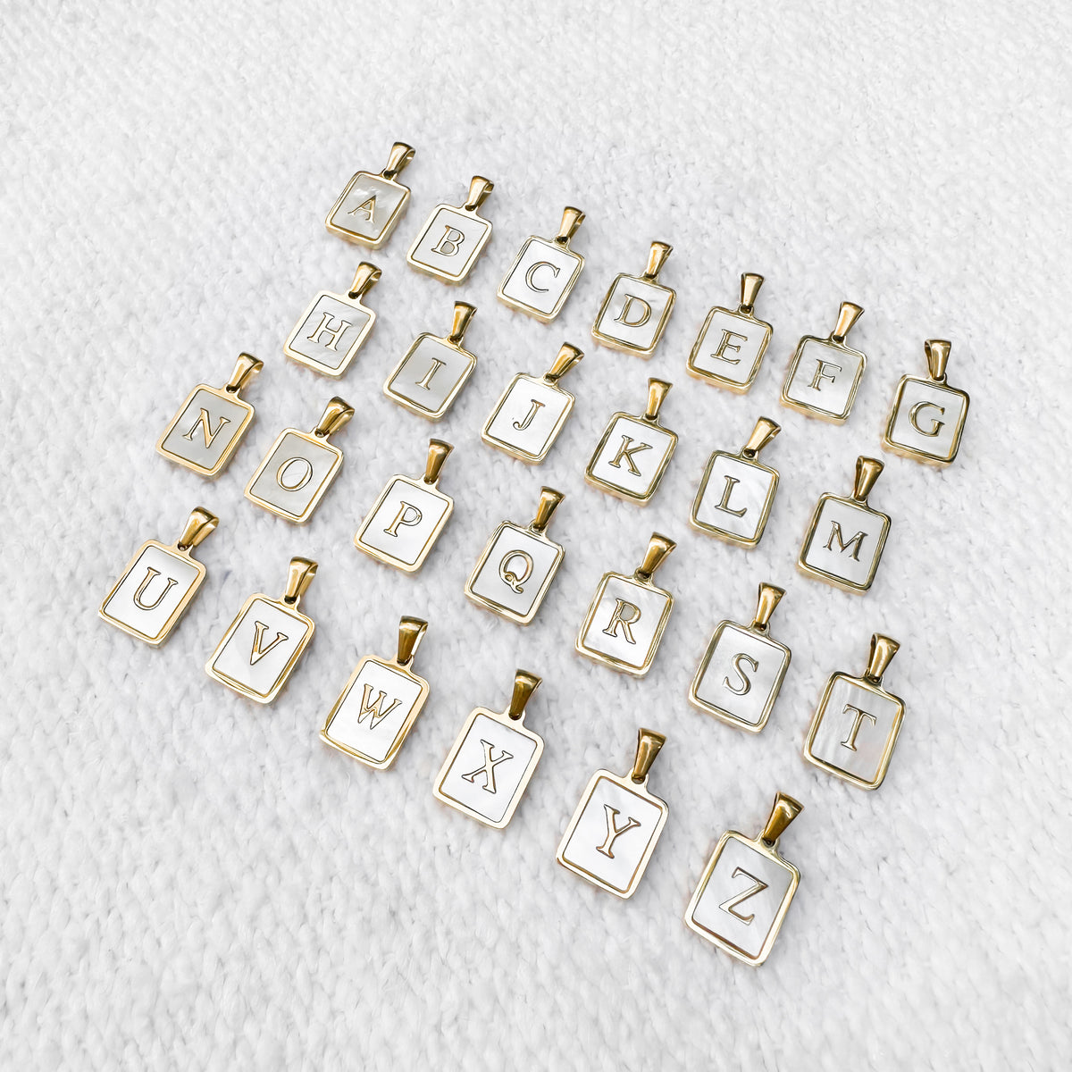 Mother Of Pearl Initial Pendant Necklace