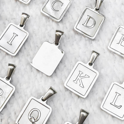 Mother Of Pearl Initial Pendant Necklace