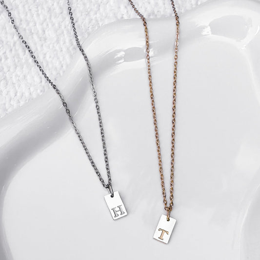 Mini Engraved Initial Pendant Necklaces