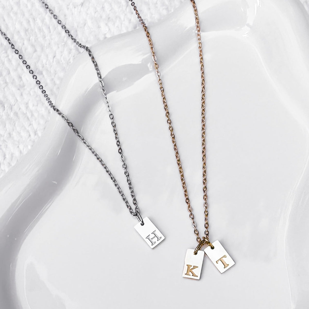 Mini Engraved Initial Pendant Necklaces