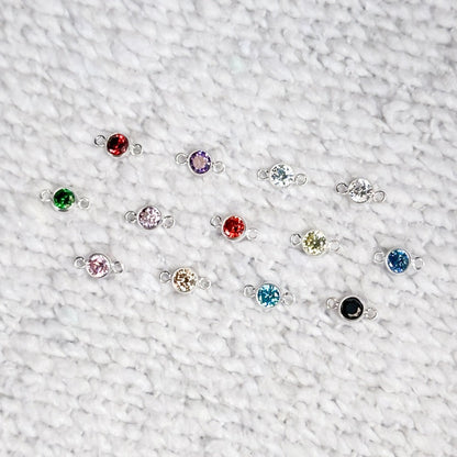 Round Birthstone Connectors - 4mm