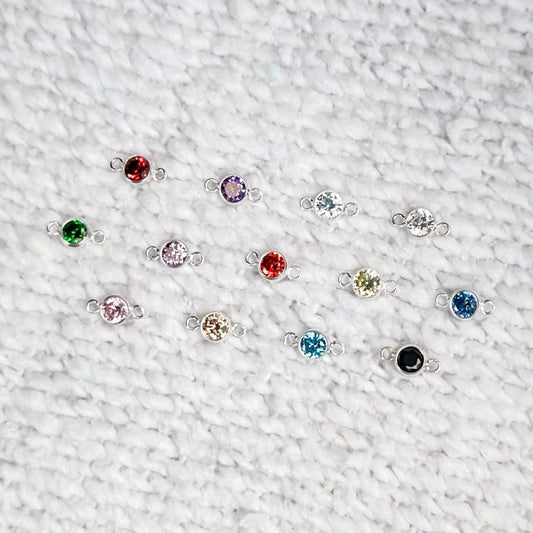 Round Birthstone Connectors - 4mm